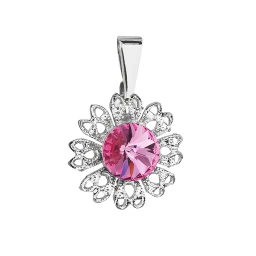 Evolution Group - Pavona Pandantiv strălucitor cu cristal roz Swarovski Floare 54032.3 rose