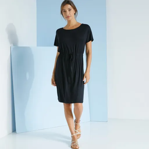 Rochie scurtă de culoare solidă cu mâneci scurte