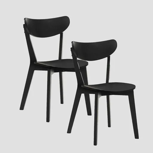 Set 2 scaune Vieri, Homla, 54x46.5x75.5 cm, lemn de cauciuc, negru