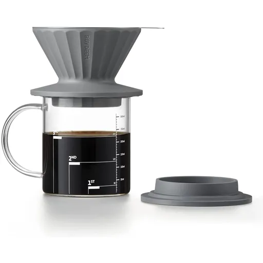 Cana cu filtru de cafea Buydeem CD1024-IG, 300 ml, Sticla borosilicata, Otel inoxidabil, Gri