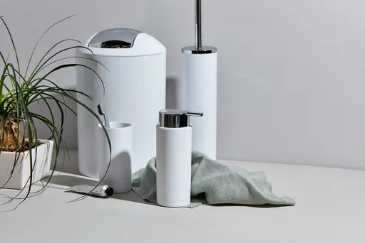 Set de baie 4 piese Calvo, Wenko, ABS/inox, alb/argintiu