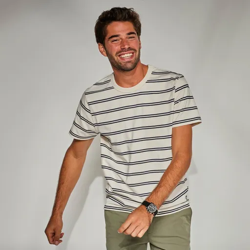 Tricou cu mânecă scurtă în dungi, bumbac organic