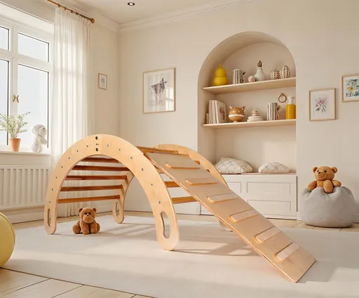 Set triunghi de catarare Pikler, Hanah Home, BLTYZ-AKTV066, Stejar