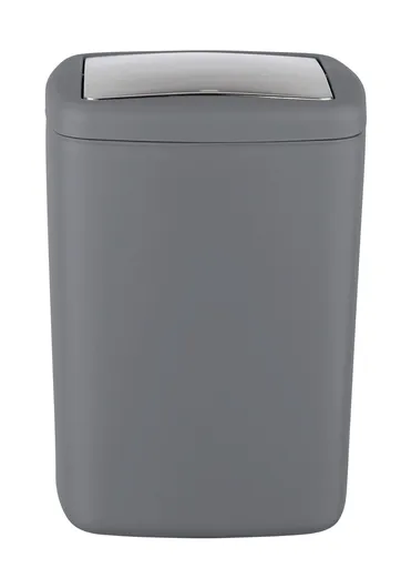 Cos de gunoi Barcelona, Wenko, 20.5x20.5x28.5 cm, plastic/TPE, gri inchis