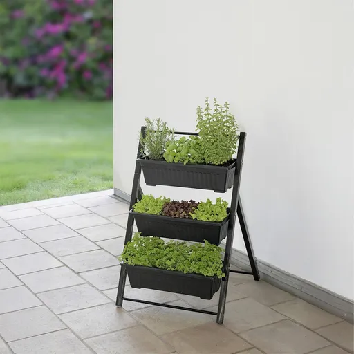 Suport pentru flori Vertical, Maximex, 56.5x61x85 cm, metal/polipropilena, negru