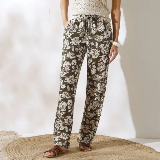 Pantaloni aerisiți cu picior lat, cu imprimeu floral