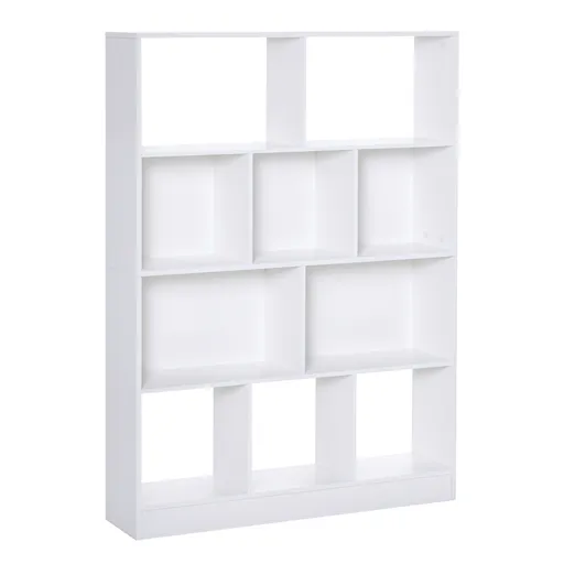 HOMCOM Bibliotecă raft Mobilier de Depozitare 5 nișe + 5 rafturi Panouri Particule Alb | Aosom Romania