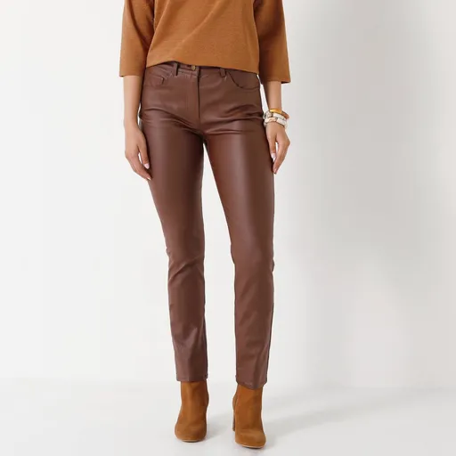 Pantaloni drepți din imitație de piele