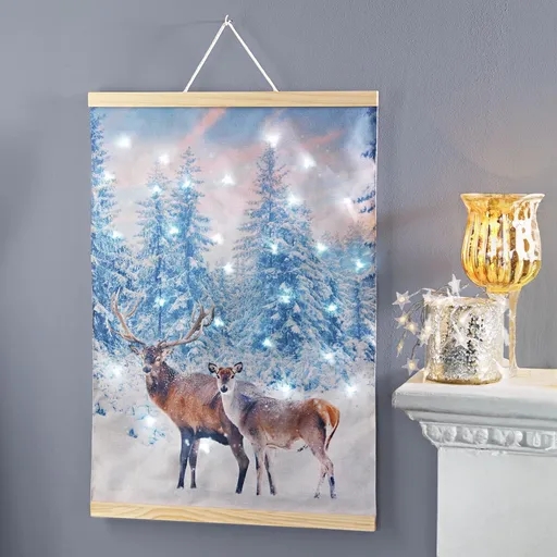 Tablou textil Pereche de cerbi cu iluminare LED