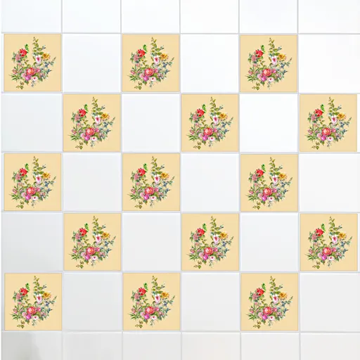 12 autocolante pentru gresie Flori