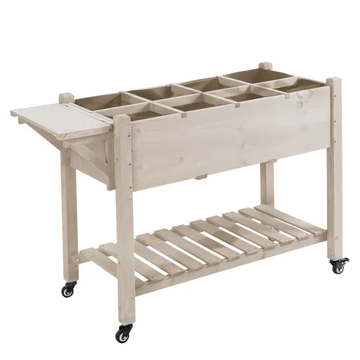 Outsunny Jardinieră pe picior - Potager pe roți - etajeră, Poliță rabatabilă, Inserturi de irigare, Fetru de drenaj | Aosom Romania