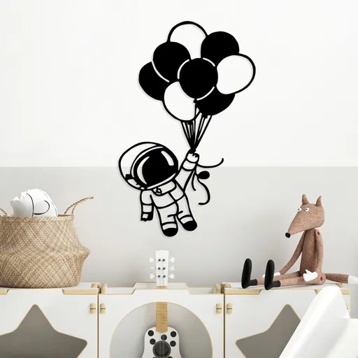 Decoratiune de perete, Astronaut 2, Dimensiune: 44 x 70 cm, Negru