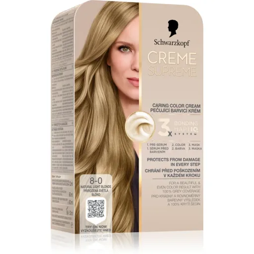 Schwarzkopf Creme Supreme Culoare permanenta pentru par culoare 8-0 Natural Light Blonde 60 ml