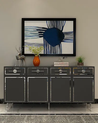 Consola, Hanah Home, Belly KB150, 150x75x35 cm, Antracit / Argintiu