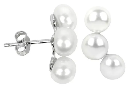 JwL Luxury Pearls Cercei din argint cu trei perle adevărate JL0283