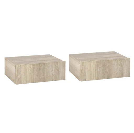 Set de 2 Noptiere Suspendate pentru Dormitor, Noptiere Moderne cu Fixare la Perete, din Lemn 40x30x15cm HOMCOM | Aosom Romania