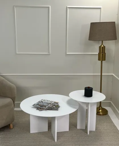 Set masute de cafea, Hanah Home, Leo (45 + 42), Alb