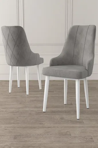 Set scaune 2 piese, Hanah Home, Trex, Gri/Alb