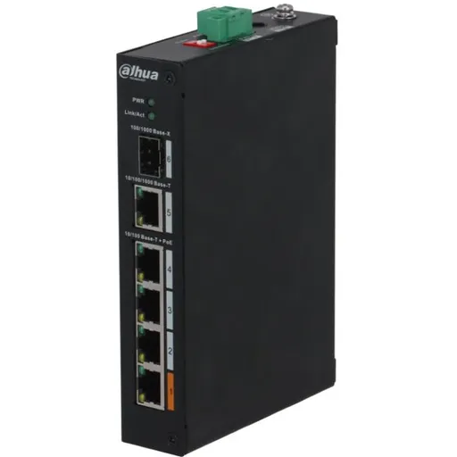 Switch 4 porturi PoE Dahua PFS3106-4ET-60-V2, PoE watchdog, 60W