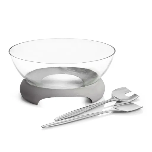 Nambé Castron de salată din glass și beton cu tacâmuri din steel stainless steel
