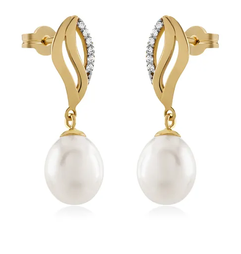 Brilio Cercei eleganți din aur cu perle 14/467.002/3ZIR