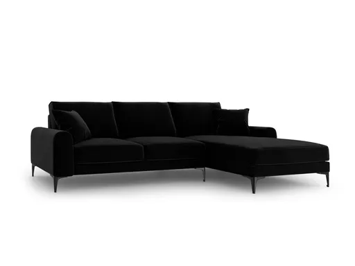 Coltar dreapta, Madara, Mazzini Sofas, 5 locuri, black legs, 254x182x90 cm, catifea, negru