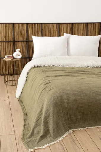 Cuvertura matlasata dubla, L'essentiel Maison, Muslin, Verde