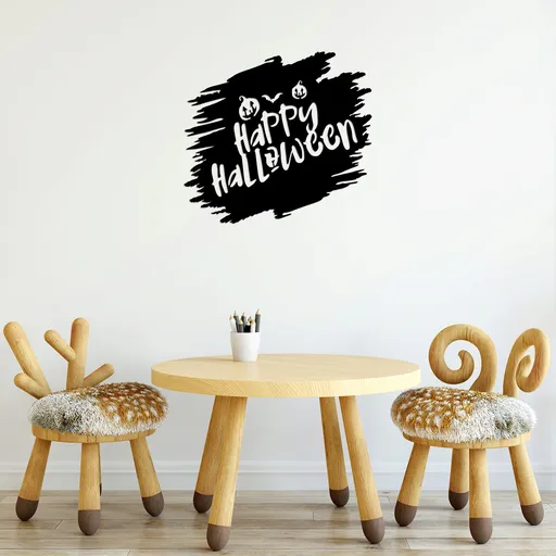 Decoratiune de perete, Happy Halloween, Dimensiune: 70 x 64 cm, Negru