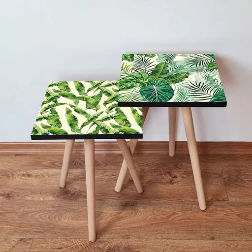 Set masute 2 piese, Hanah Home, 2Shp498, Verde/Alb