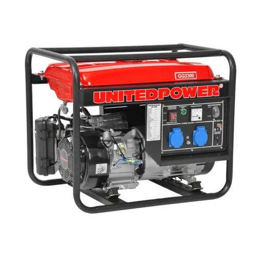 Generator de Curent 7 CP, 3000 W, 7 CP (Benzina), AVR, 1priza 12V + 2 prize 220 V - Hecht 3300