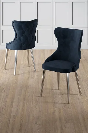 Set scaune 6 piese, Hanah Home, Alpa, Antracit / Crom