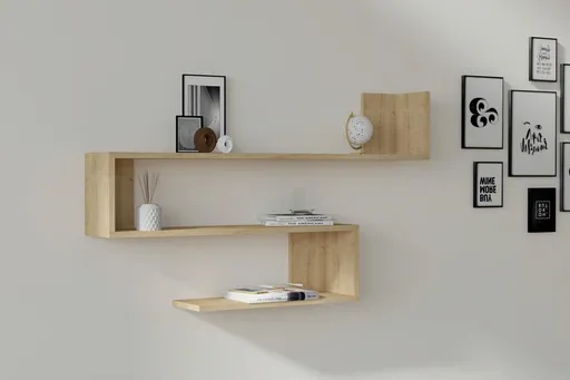 Raft de perete, Hanah Home, Penne, 120x71x20 cm, Maro