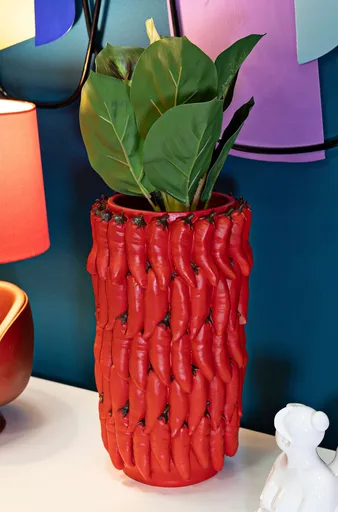 Suport ghiveci Chili, Mauro Ferretti, 20x34 cm, polirasina, rosu