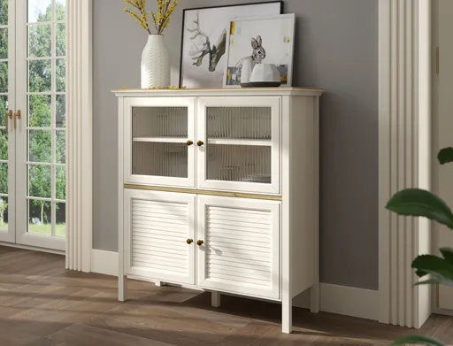 Dulap multifunctional, Hanah Home, FRN-21022, 110.4x120x44.2 cm, PAL, Crem / Stejar