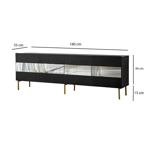 Comoda TV, Hanah Home, Leon, 180x59x35 cm, Aur / Fume