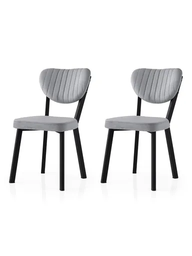 Set scaune 2 piese, Hanah Home, Beta, Negru / Albastru glacial