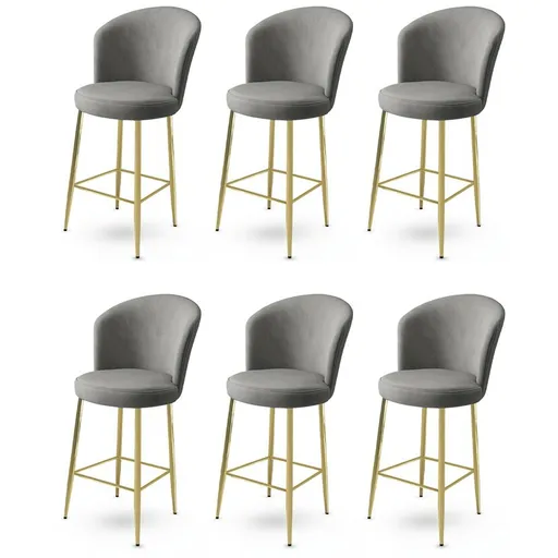 Set de scaune de bar Fora Grey and Gold, 6 buc., gri, 6 buc.
