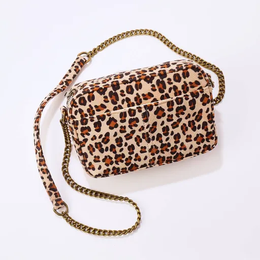 Geantă cu lanț și imprimeu leopard