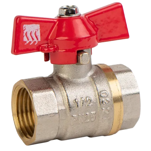 Robinet din alama cu bila FIxFI, cu maner fluture, 1/2", filet interior / interior