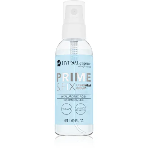Bell Hypoallergenic Hydrating bază de machiaj și spray fixator 2 în 1 cu acid hialuronic 50 ml
