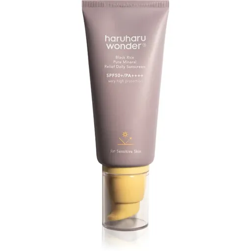 Haruharu Wonder Black Rice Pure Mineral Relief Daily Sunscreen cremă minerală de protecție cu efect calmant SPF 50+ 50 ml