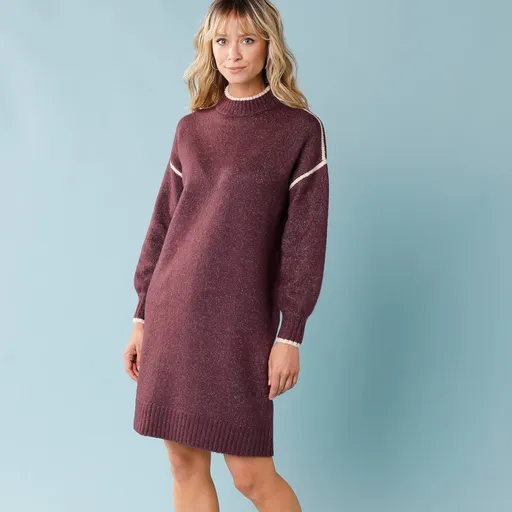 Rochie pulover cu dungi contrastante, pentru o siluetă minionă