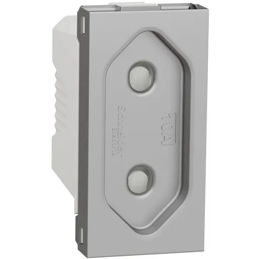 Priza standard european 2P 10A 1 modul Schneider Noua Unica NU303130, aluminiu