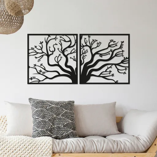Decoratiune de perete, Tree, 100 x 50 cm, Negru