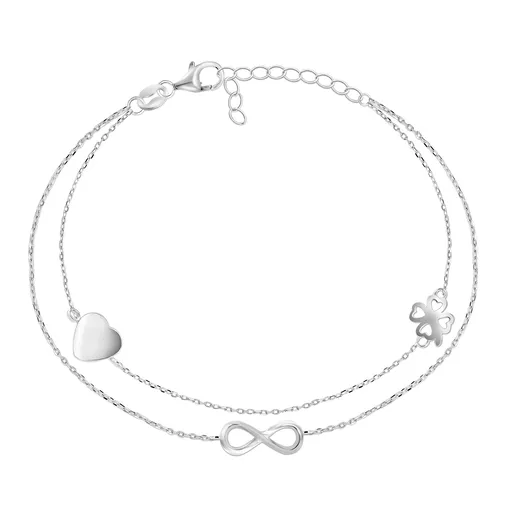 Brilio Silver Brățară dublă argintie cu ornamente BRC34W