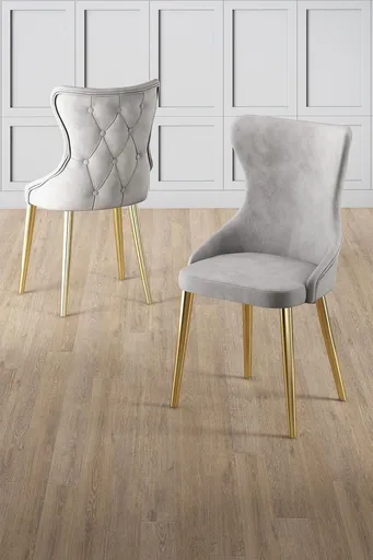 Set scaune 6 piese, Hanah Home, Alpa, Gri / Auriu