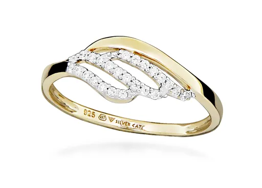 Silver Cat Inel fermecător placat cu aur cu zircon cubic SC567 56 mm