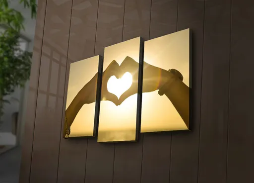 Tablou decorativ cu lumina LED, 3PATİACT-9, 20 x 39 cm, 2 piese, Multicolor