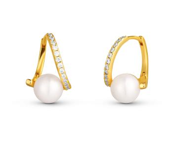 JwL Luxury Pearls Cercei decenți placați cu aur cu perlă autentică și pietre de zircon JL0850