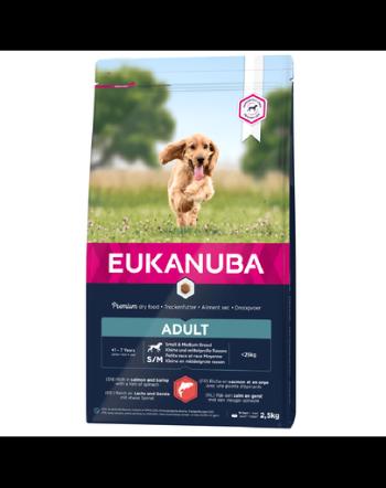 EUKANUBA Dog Base Adult Small &amp; Medium Breeds Salmon &amp; Barley hrana uscata caini adulti talie mica/medie, cu somon si orz 2.5 kg